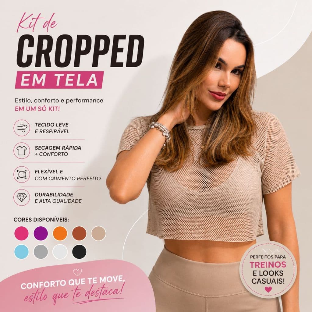 Blusa Cropped Feminina de Tela Branca Preta Tule Transparente Roupa de Academia Moda Fitness