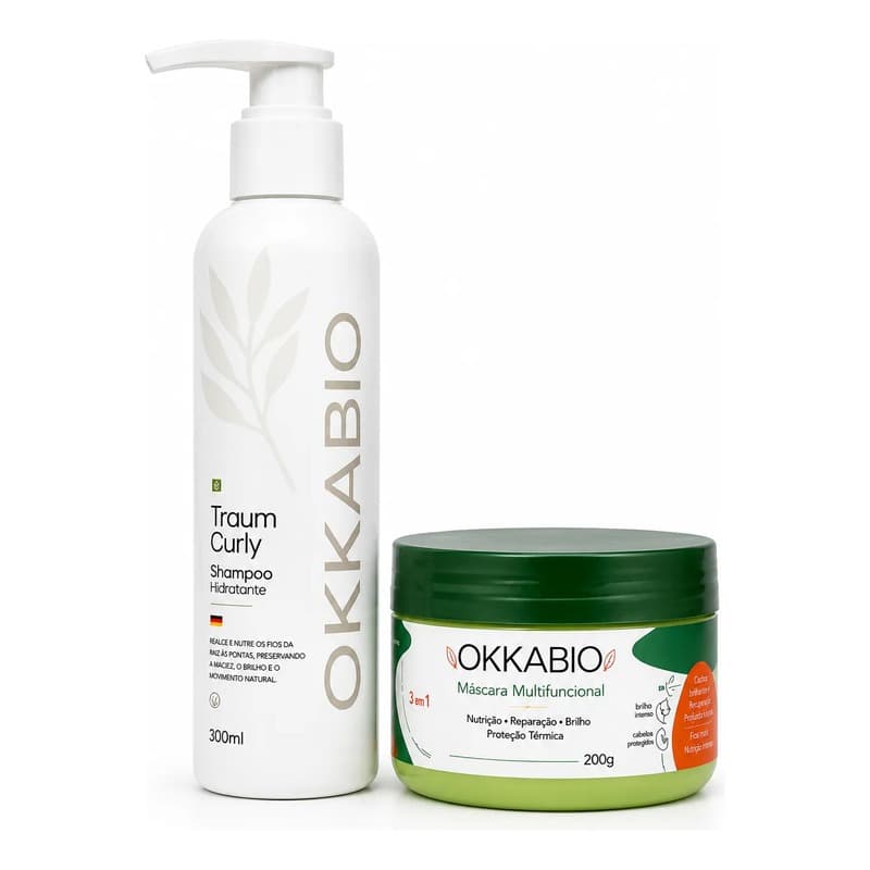 Kit Capilar Okkabio Vegano Shampoo Hidratante E Máscara Multifuncional