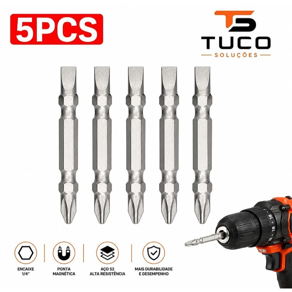 Ponteira bits 65mm, 5pç fenda/philips para uso furadeira /parafusadeira