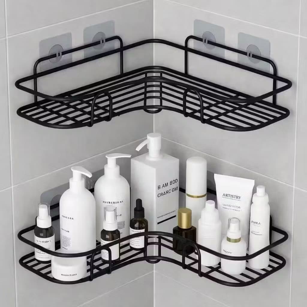 1/2/3/4 Suporte Organizador De Metal Rack De Parede Banheiro Cozinha Prateleiras Porta Shampoo