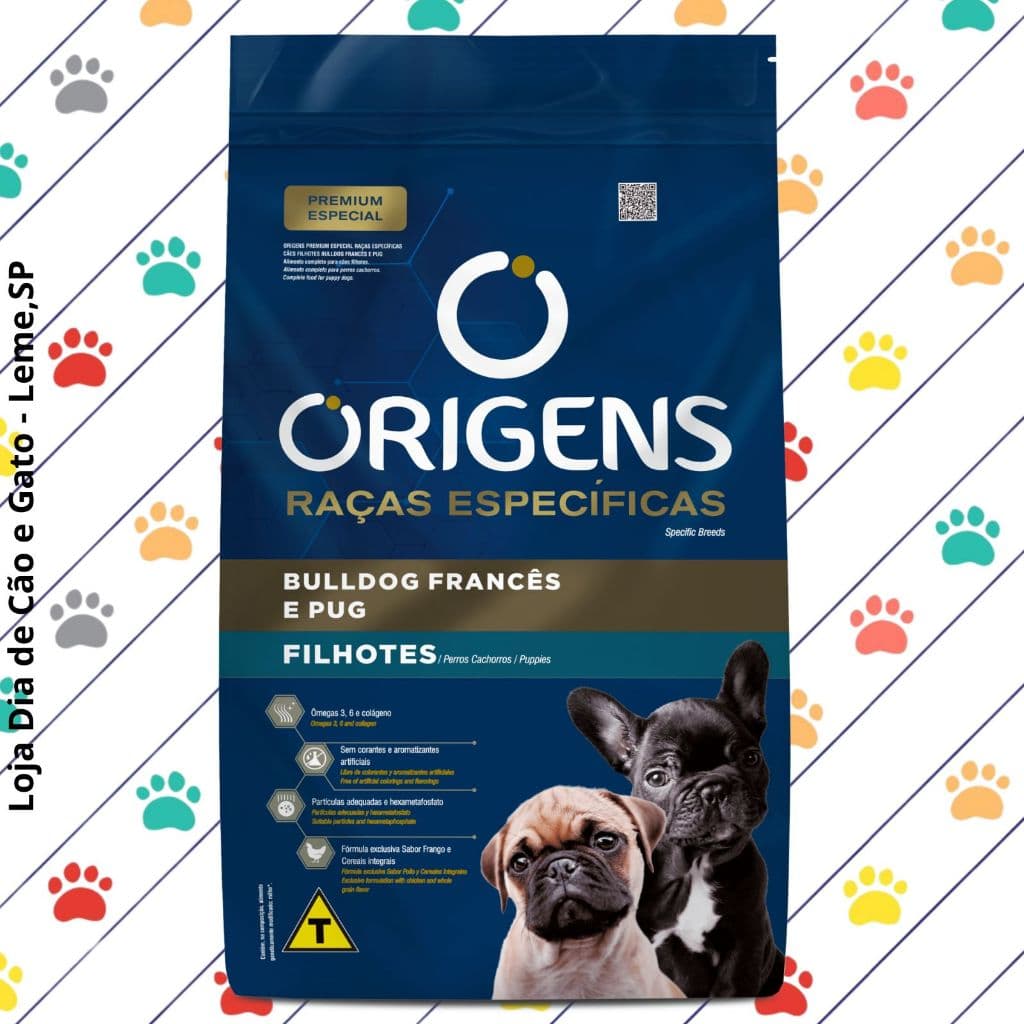 Ração Origens - Ração para Filhotes Bulldog Francês e Pug 10,1Kg - Raças de pequeno porte - cachorro