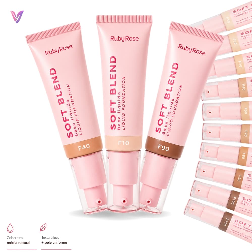 Kit Base Líquida Ruby Rose Soft Blend 2 3 5 Unidades Cobertura Média