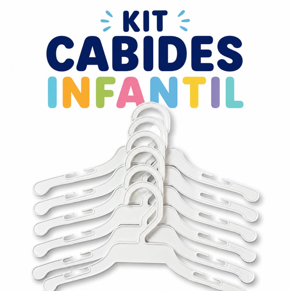 Kit Cabides Infantil 12 peças Para Roupas de Bebê Baby e Pets Ideal Para Enxoval Plástico Branco