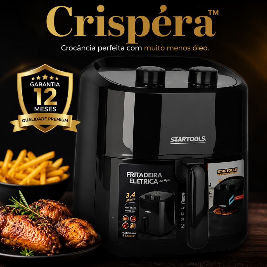 Fritadeira Elétrica Air Fryer 3,4L 1200W 220V Sem Óleo Cozimento Rápido Fácil Limpeza