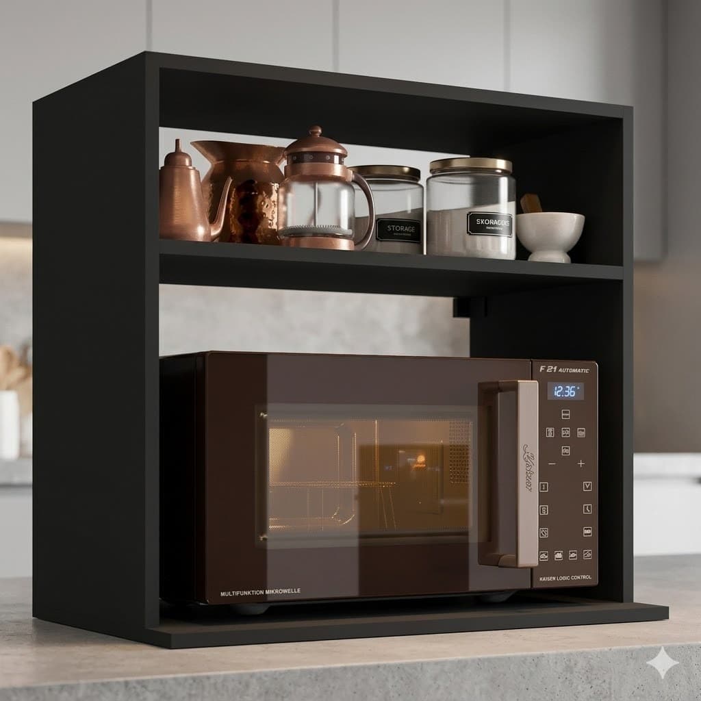 Armário Aéreo Suporte Duplo Suspenso Parede Prateleira 60cm Microondas Forno Elétrico Nicho Móvel
