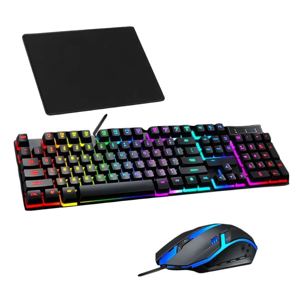 Kit3 EM 1 Gamer Teclado Semi Mecânico Led Rgb Rainbow Mouse