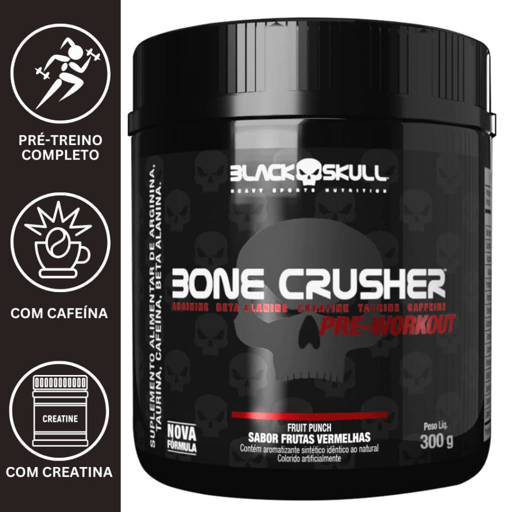 BONE CRUSHER 300G BLACK SKULL | PRÉ-TREINO