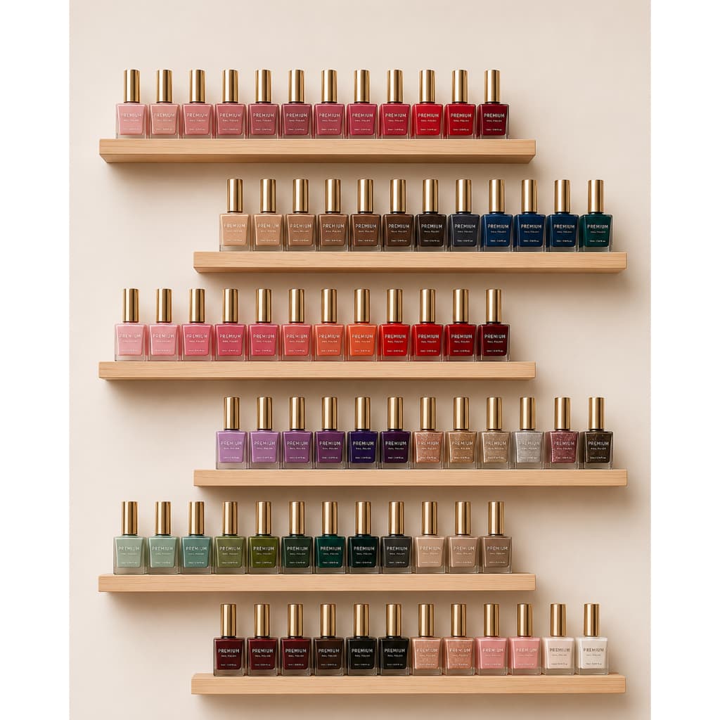 Expositor de Esmaltes de Parede Madeira Pinus 6/12 Prateleiras Até 72 Suporte Porta Esmalte Manicure