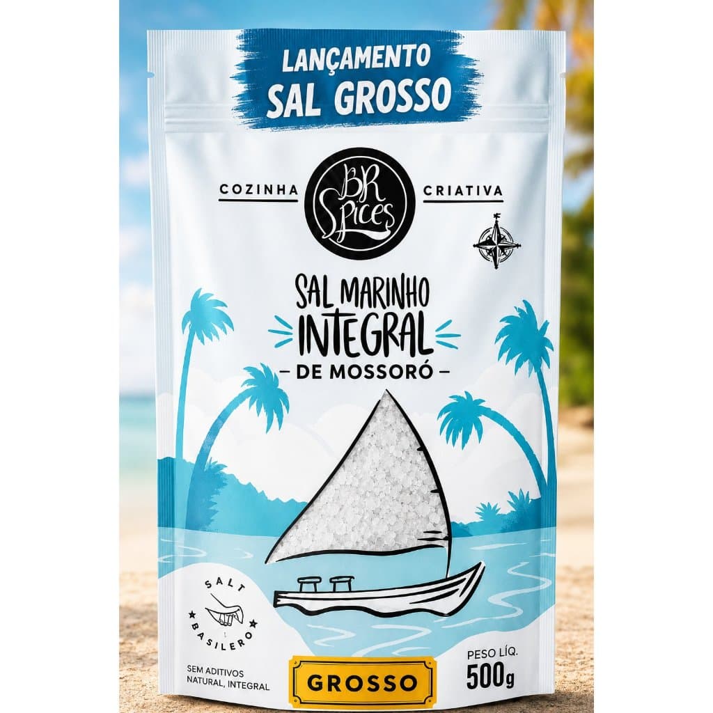 Sal Grosso Integral De Mossoró BR SPICES 500g com 1, 2 e 3 unidades