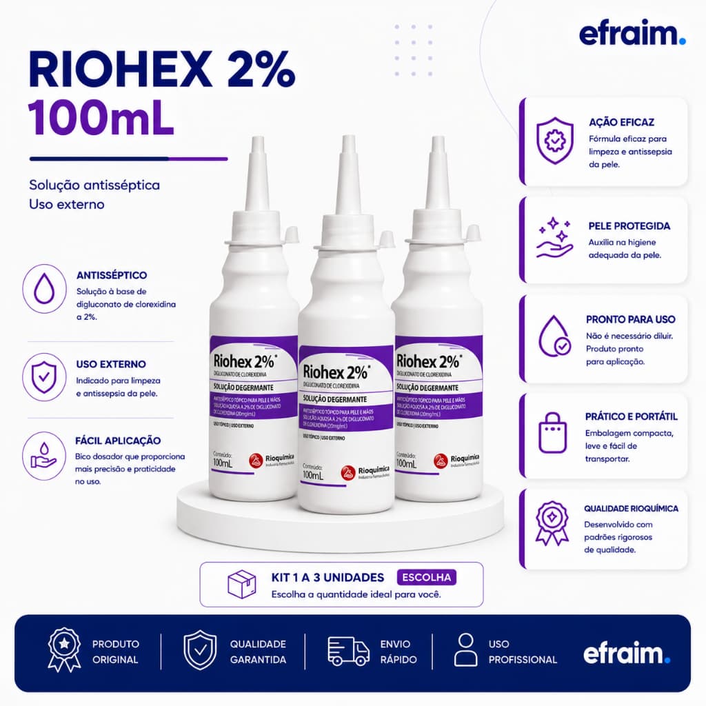 Clorexidina 2% Degermante 100ml Riohex Rioquimica 1 a 3 Unidades