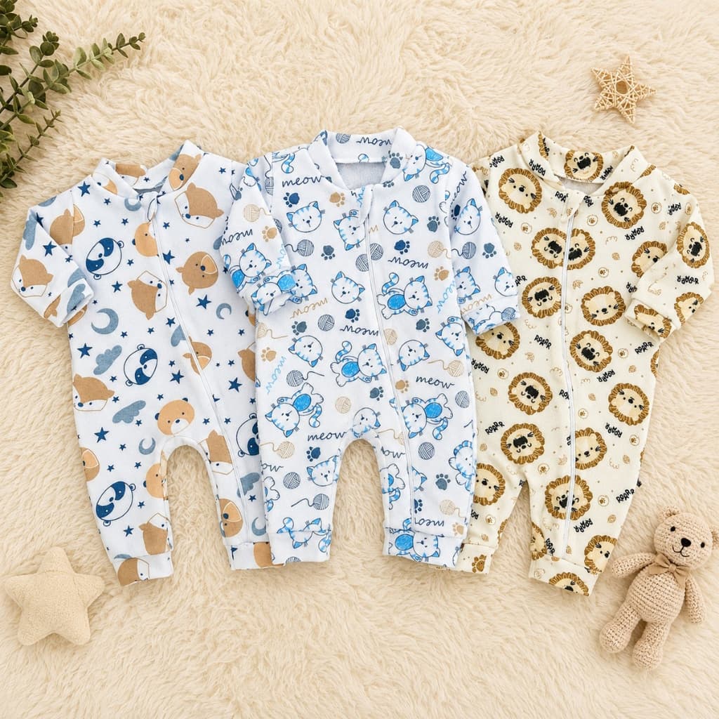 Macacão Para Bebê Soft Infantil Menino E Menina Roupa Infantil De Inverno Quentinho