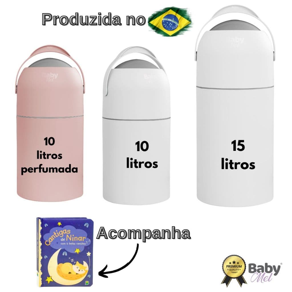 Lixeira Antiodor Para Fraldas Quarto do Bebê, Banheiro e Pet