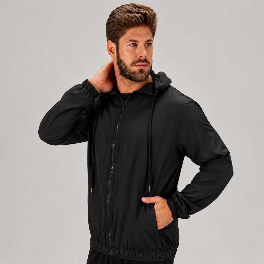 Blusa Corta Vento Masculino Jaqueta Academia Corrida Caminhada Fitness Touca Envio Rapido
