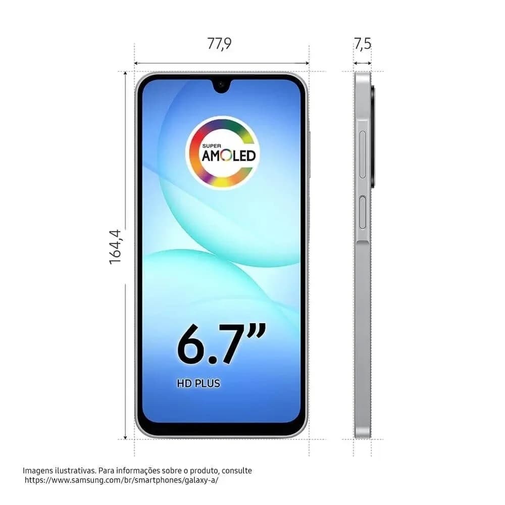 Celular Samsung Galaxy A17 5g Com Ia, 128gb, 4gb Ram, Câm De 50mp, Tela De 6.7 , Nfc, Ip54 - Cinza