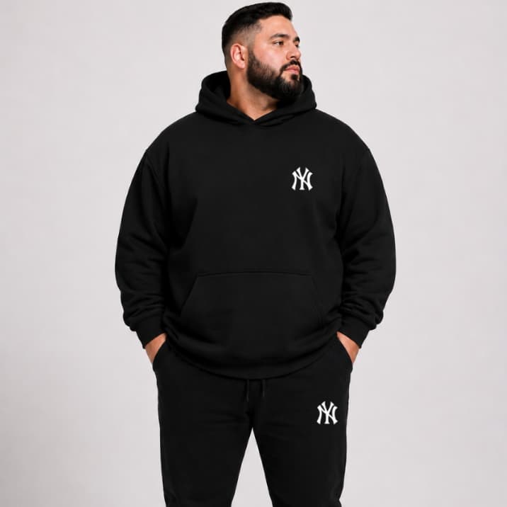 Conjunto Moletom Masculino Com Capuz e Calça Moletom Plus Size Streetwear P ao G5