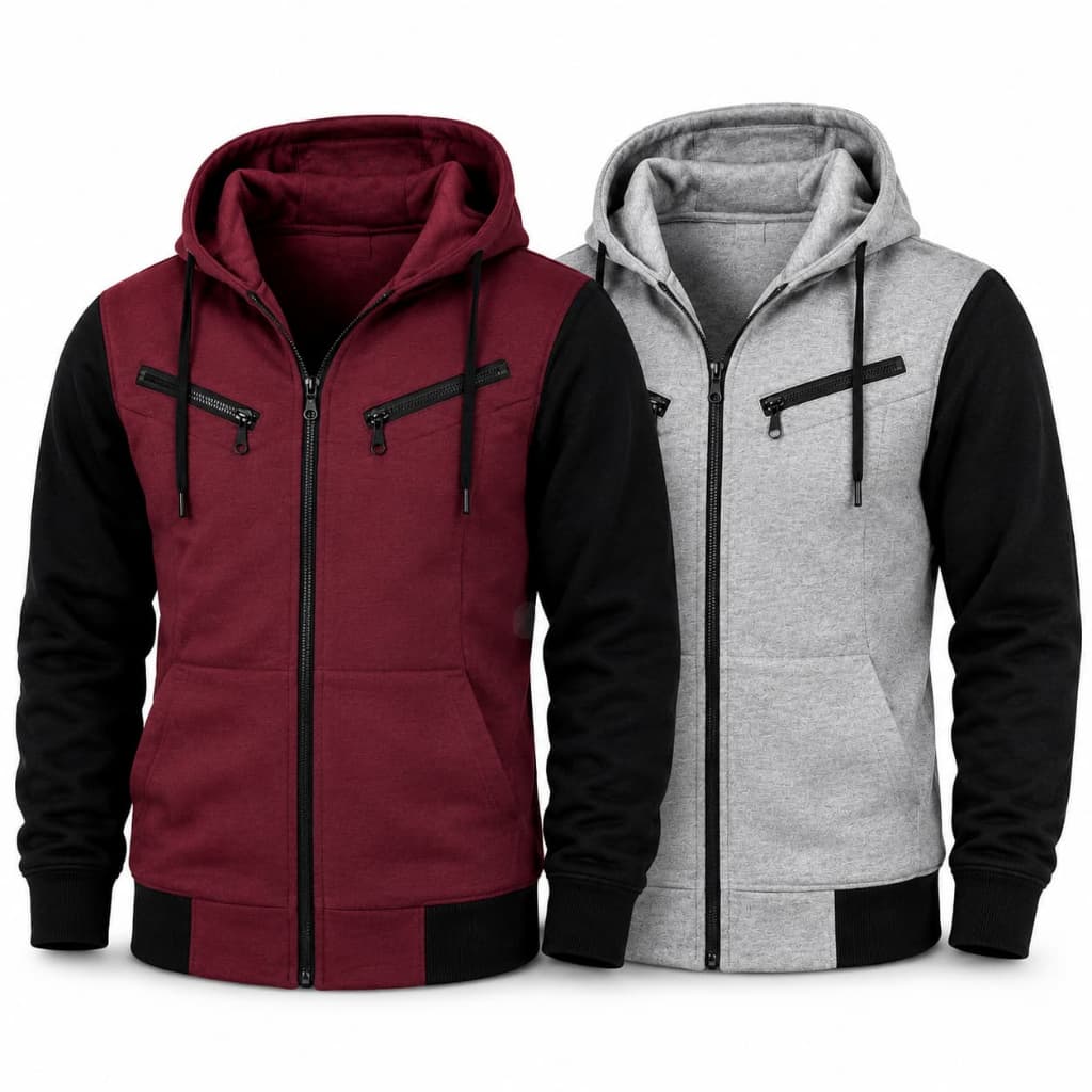 Kit 02 Blusa de Frio Moletom Masculino Jaqueta Com Capuz Casaco Com Ziper Agasalho Grosso