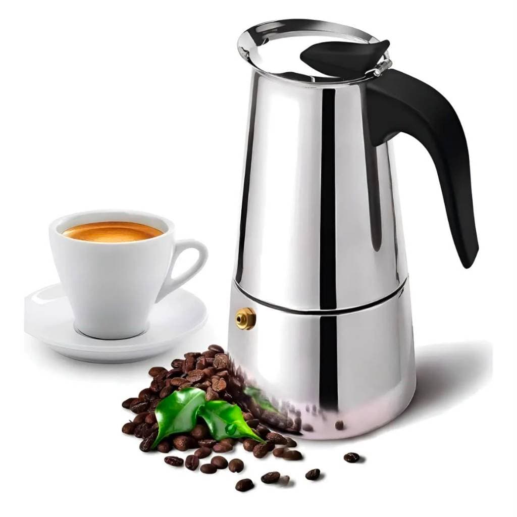 Cafeteira Italiana Inox automática 4 e 6 Xícaras Maquina Rápida de Café Expresso.
