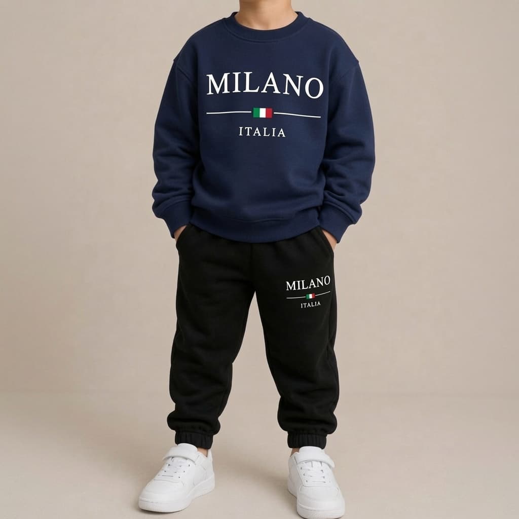 Kit Conjunto Infantil de Moletom e Calça Casual Minimalista de Manga Longa menino e menina casual
