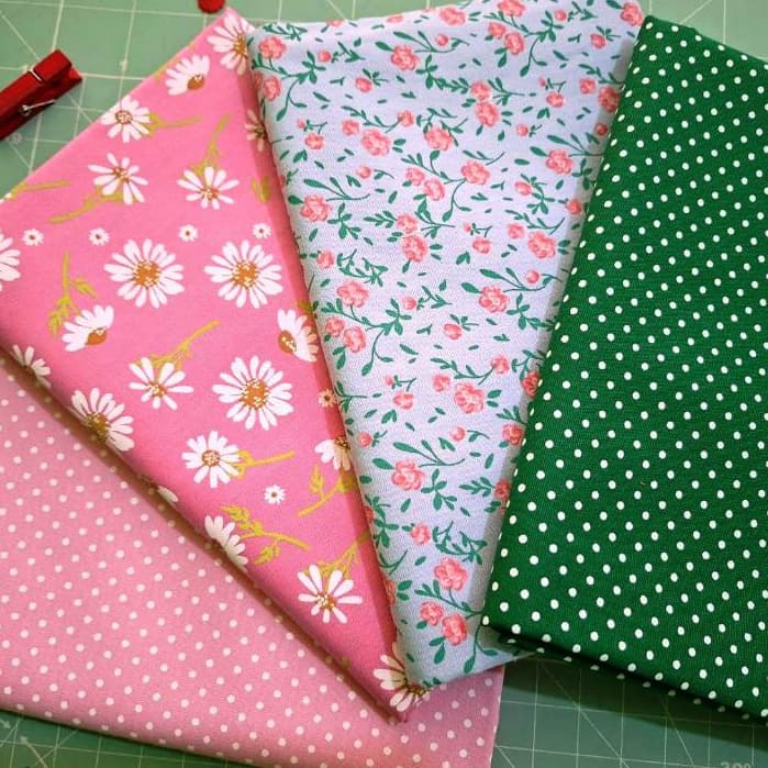 KIT com 4 Tecidos Tricoline Premium 100% Algodão 50cm x 1,50m para Patchwork, Costura Criativa e Artesanato