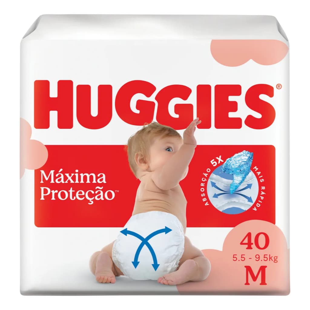 Huggies Fralda Descartável Máxima Proteção M - 40 Unidades - Fralda Infantil