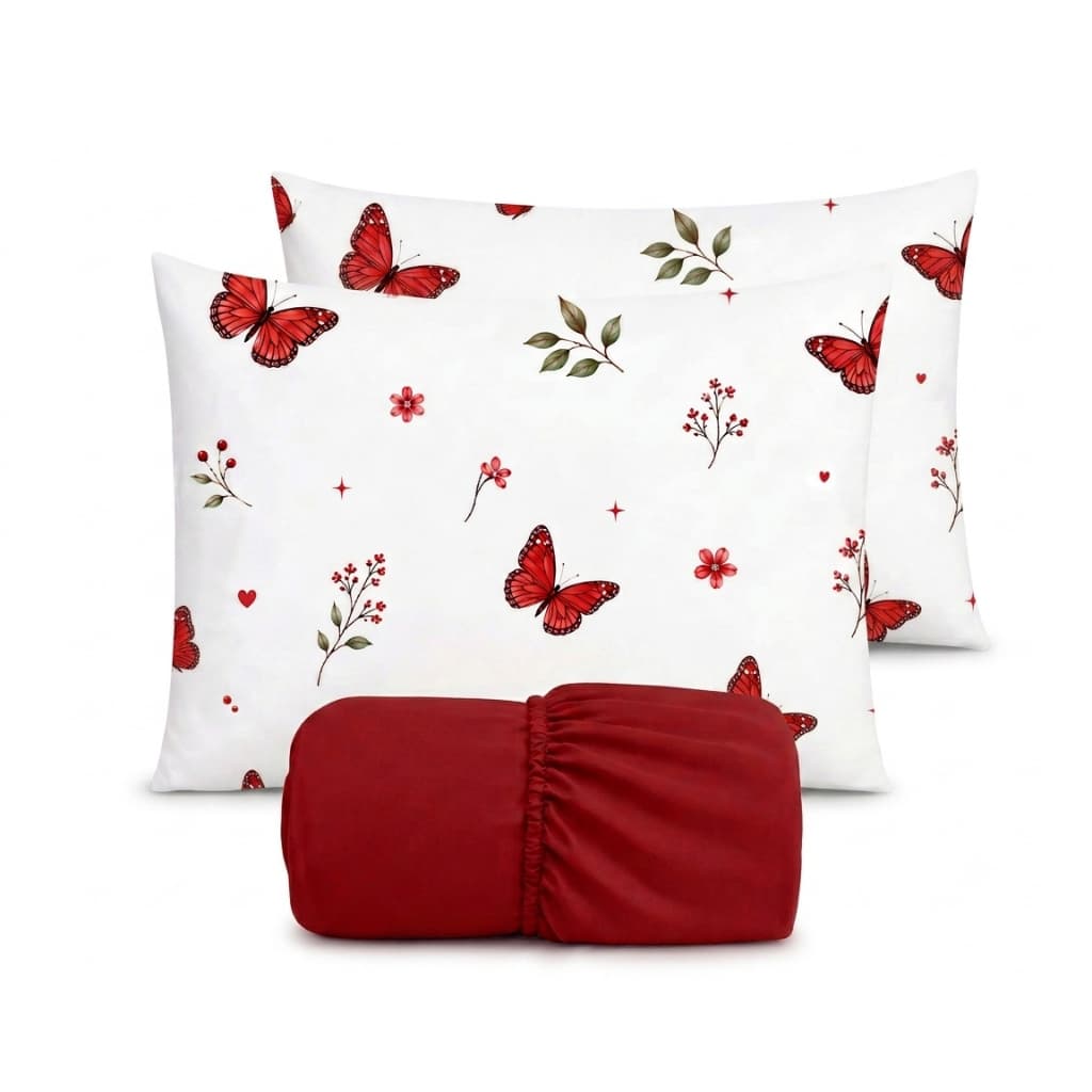 Jogo de lençol de algodão de casal para cama box padrão e queen com fronhas estampadas de elástico