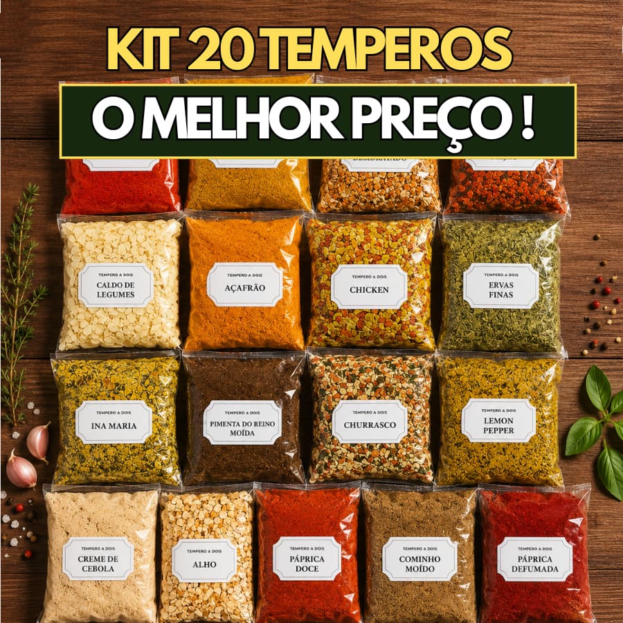 Kit Com 20 Temperos Variados Qualidade Premium Cozinha Completa