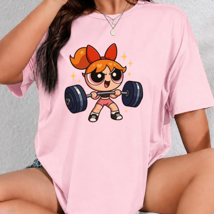 T-shirt de academia Camisa Camiseta Feminina Meninas Super Poderosas! blusa academia fitness Oversized  100% Algodão.