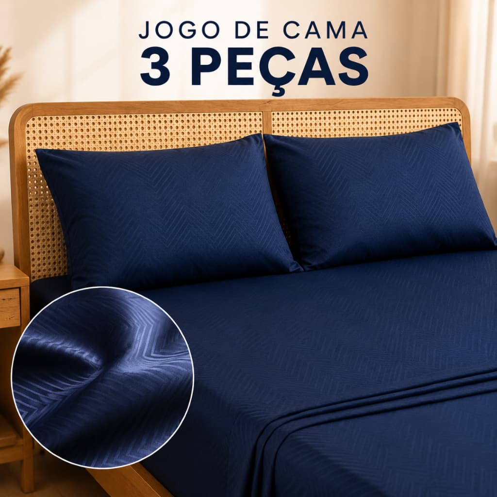 Jogo de Cama 3 Peças - 1 Lençol + 2 Fronhas 300 Fios Casal, Queen, King Acetinado - Duna