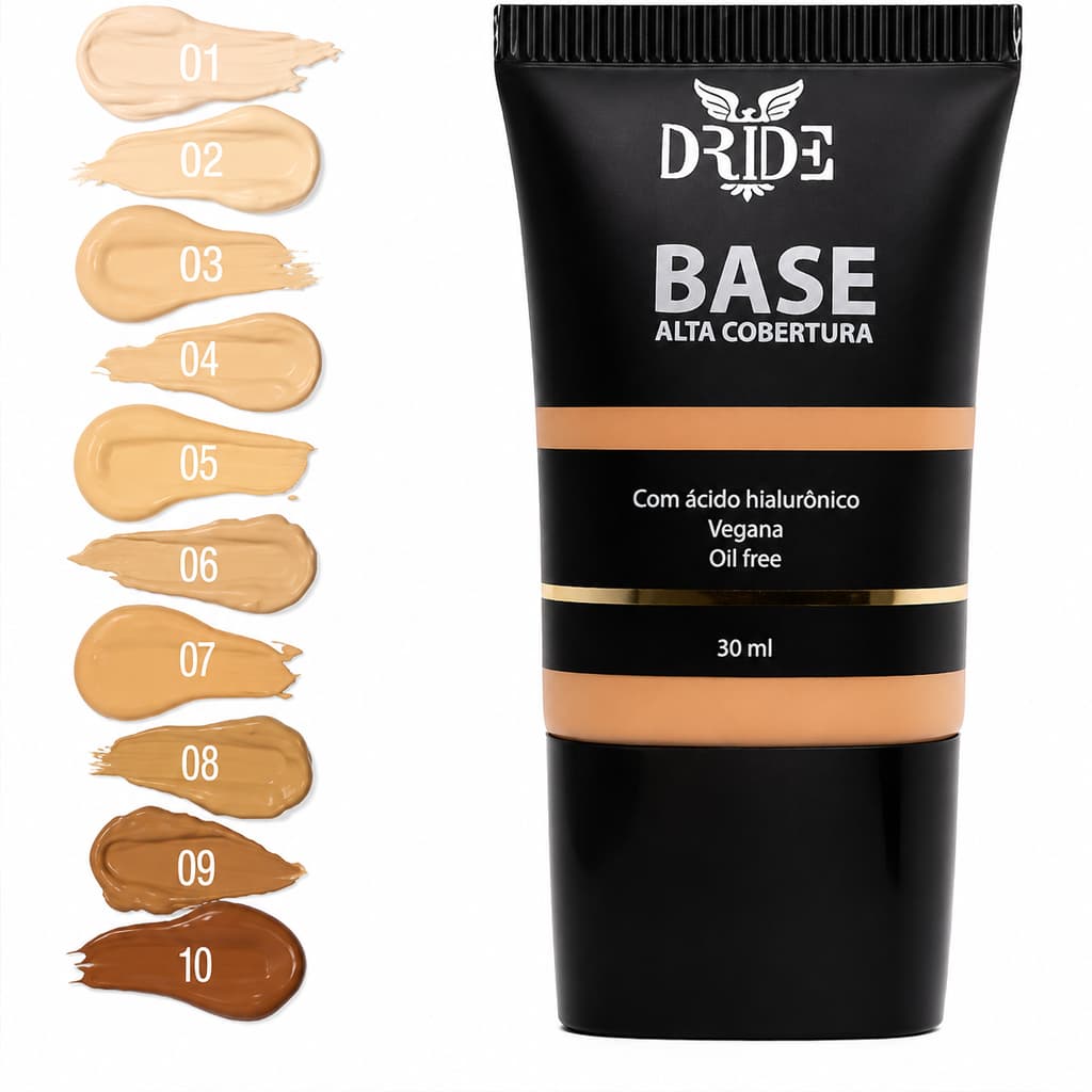 Base Líquida Dride Alta Cobertura Dride Oil Free Vegana 30ml