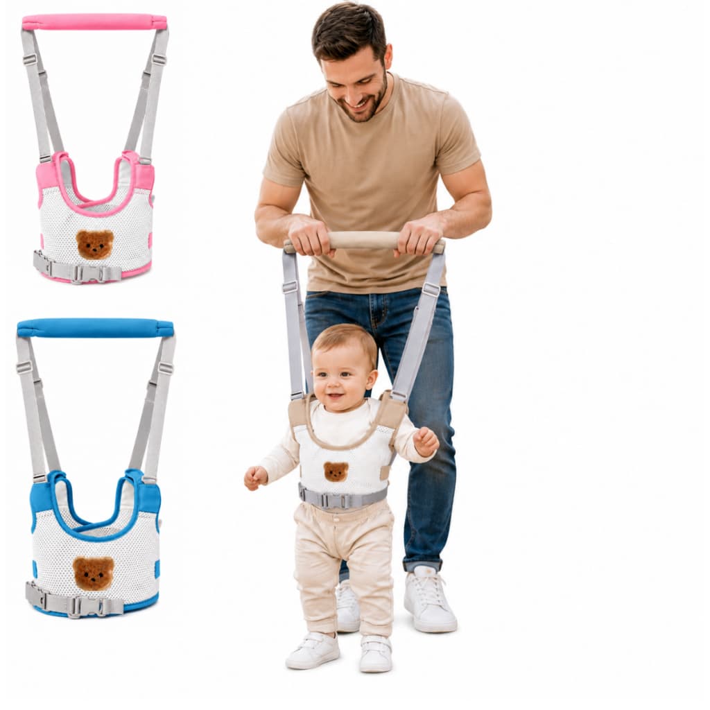 Andador Neném Estilo Coletinho Suporte Suspenso Infantil Para Bebe Criança Macacão Alça Empurrador Reforçado Guia 35kgs