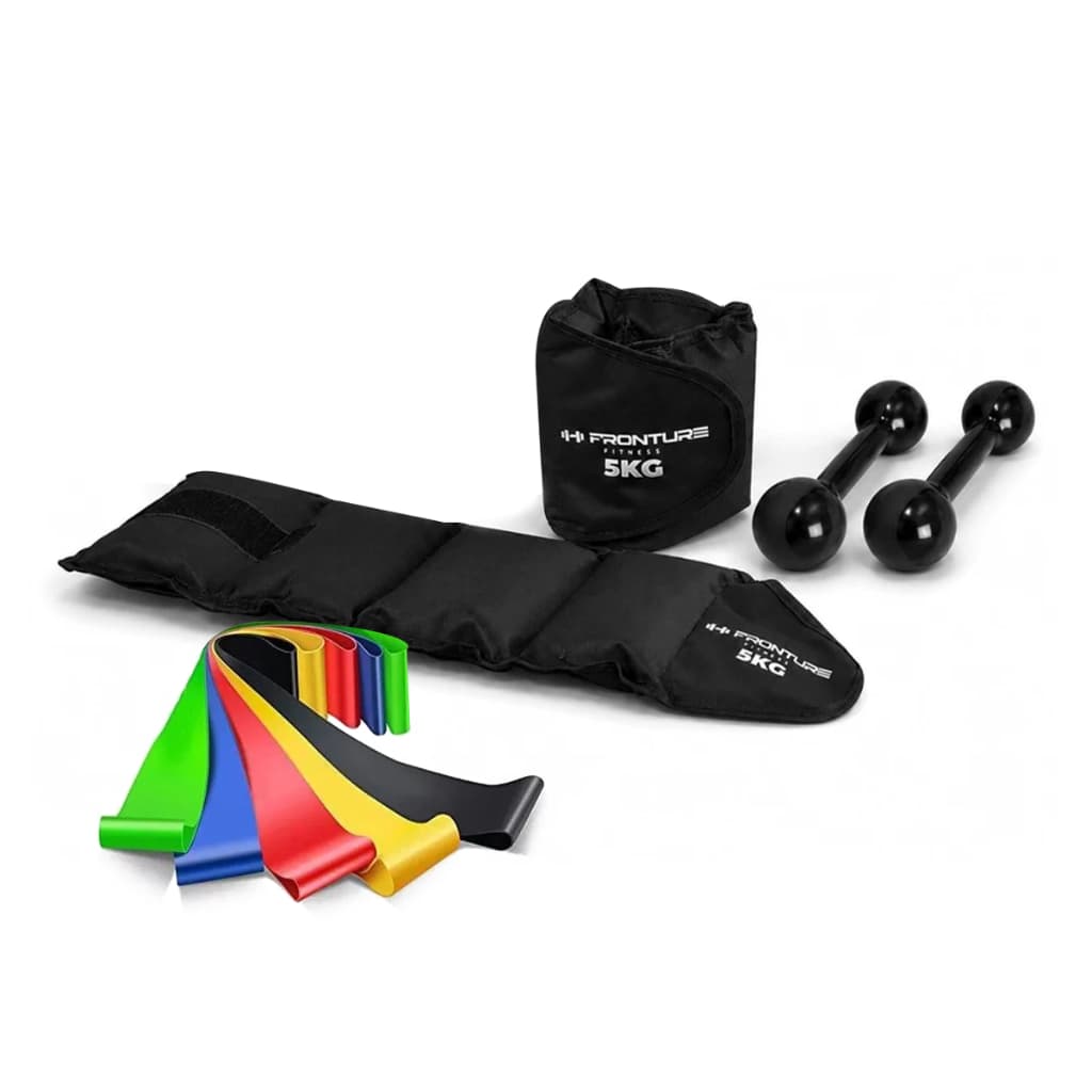 KIT Funcional Par Caneleira de peso 1KG + Halteres Emborrachado 1KG + Mini Band Musculação Treino