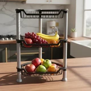 Fruteira De Chão Multiuso Cozinha Organizador Triangular Prateleira Desmontavel Tripla