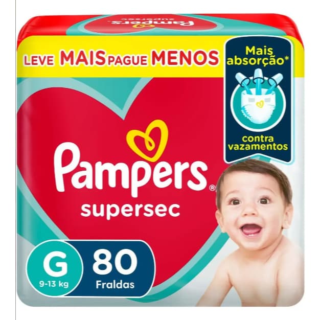 Fralda Pampers Supersec  tamanho g 80 unidades