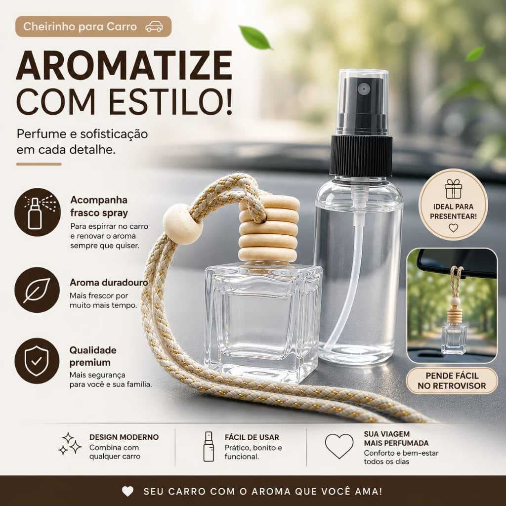 Kit aromatizador para carro difusor veicular + Spray Aromatizante Essência Carro Novo