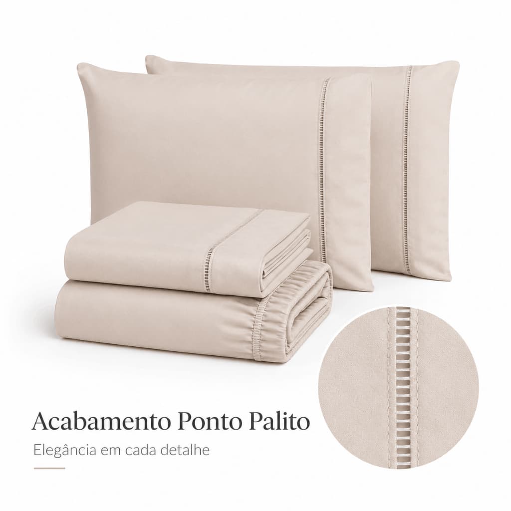 Jogo De Cama 4 Peças Ponto Palito Em 400 Fios Percal King Size\Queen Size\Casal\Solteiro Kit Hotel