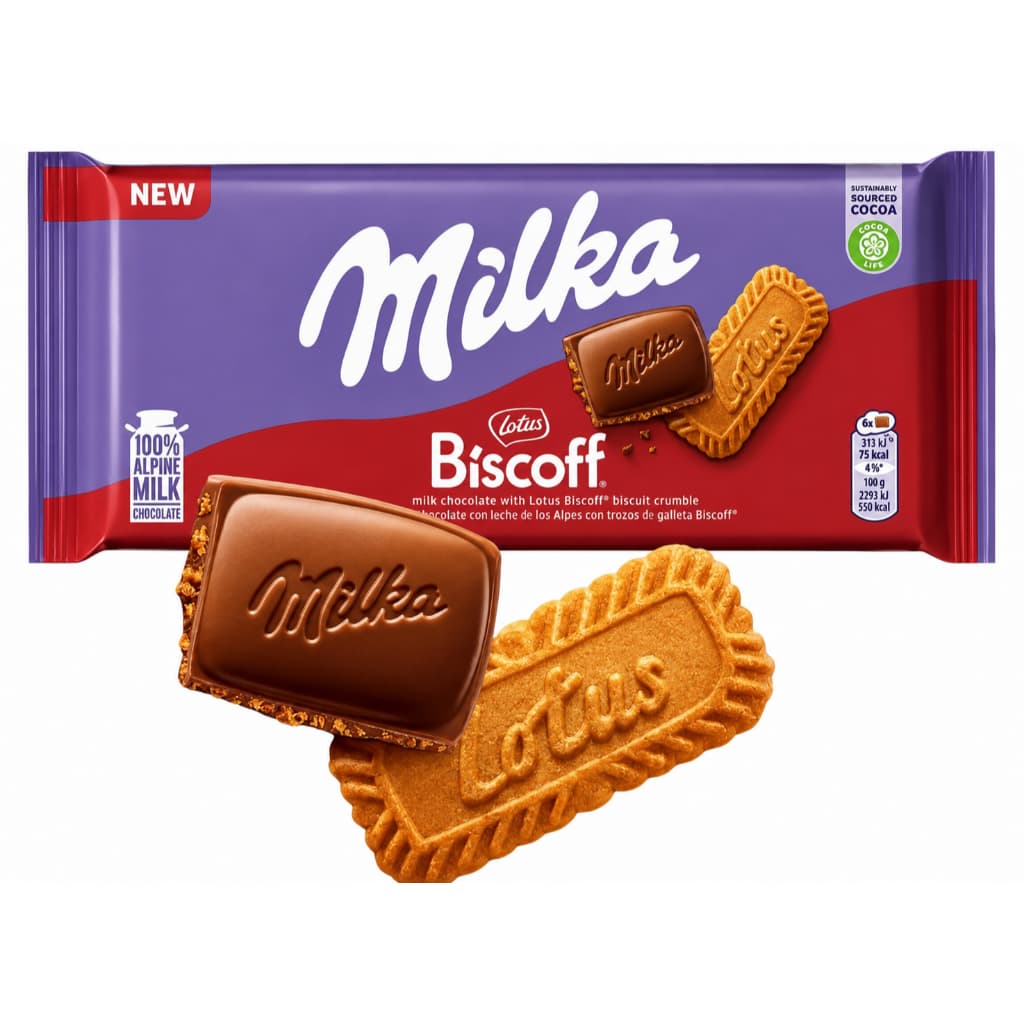 Chocolate Milka Ao Leite Biscoff Lotus 90g Importado