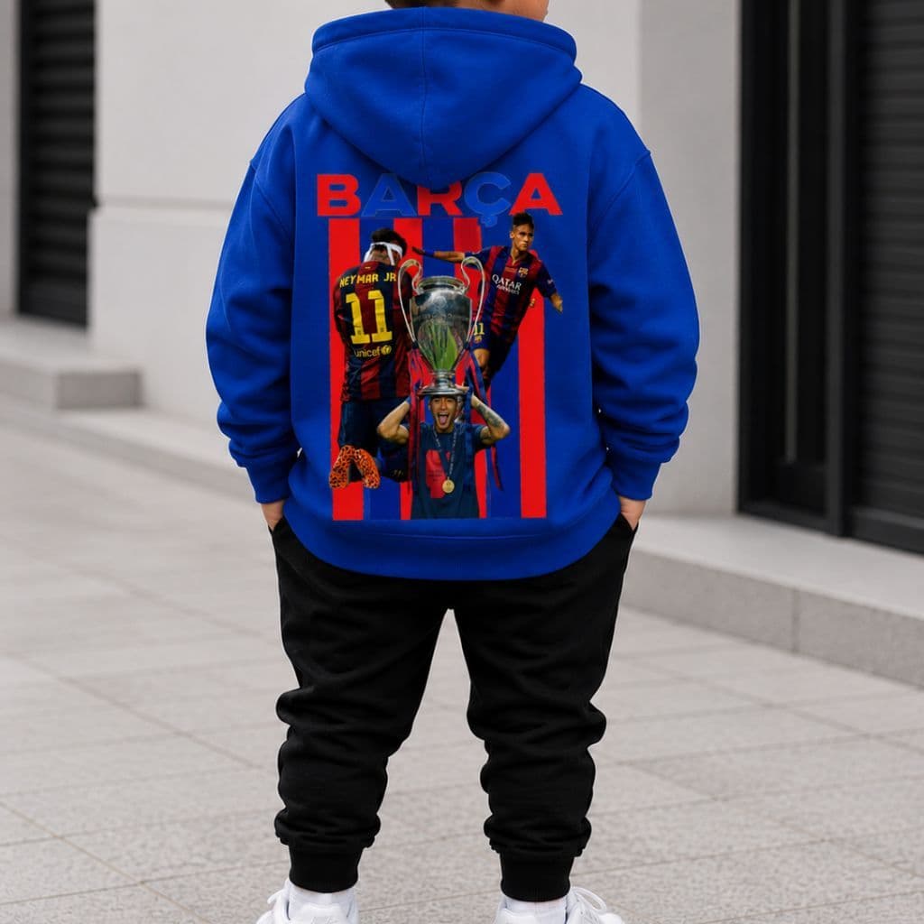 Conjunto Infantil de Moletom Barcelona  Estampa Exclusiva  100% Algodão  Super Confortável