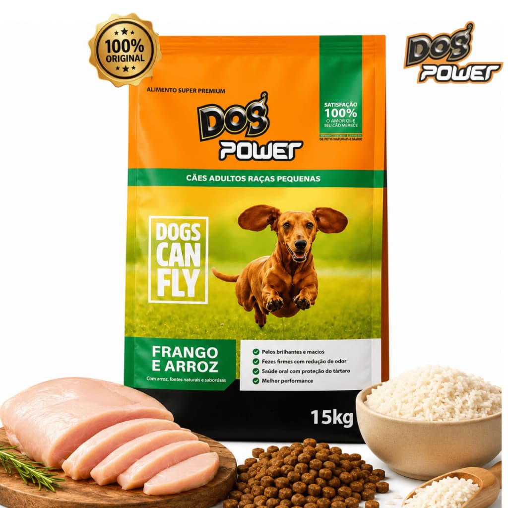 Ração Para Cachorro Adulto Raça Pequena 15 kg Dog Power Premium Para Cachorro Pequeno Adulto Frango com Arroz