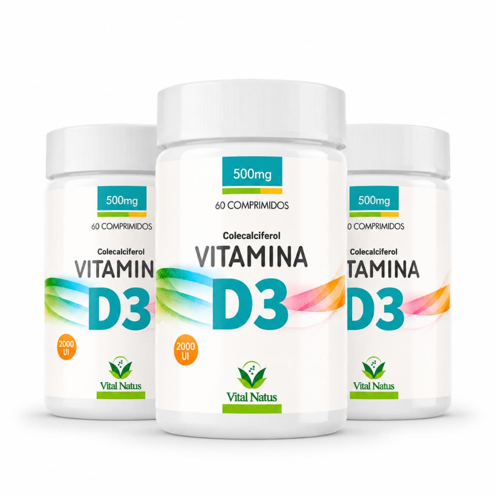 Kit 3 Vitamina D3 2000UI Colecalciferol Vital Natus 180 Comprimidos Suplemento Alimentar