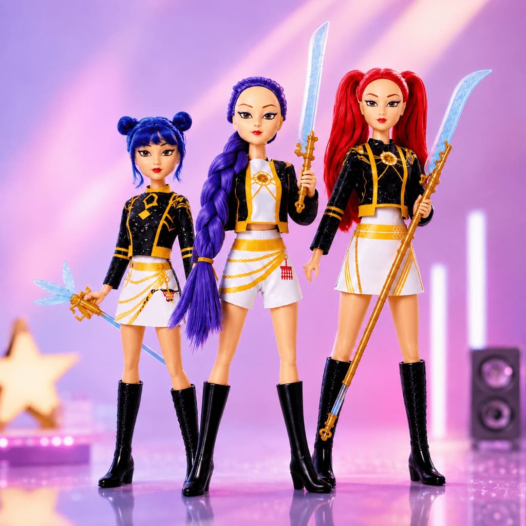 Boneca Guerreiras do KPOP 30cm Com Acessórios e Som Articulada Fashion Presente Menina