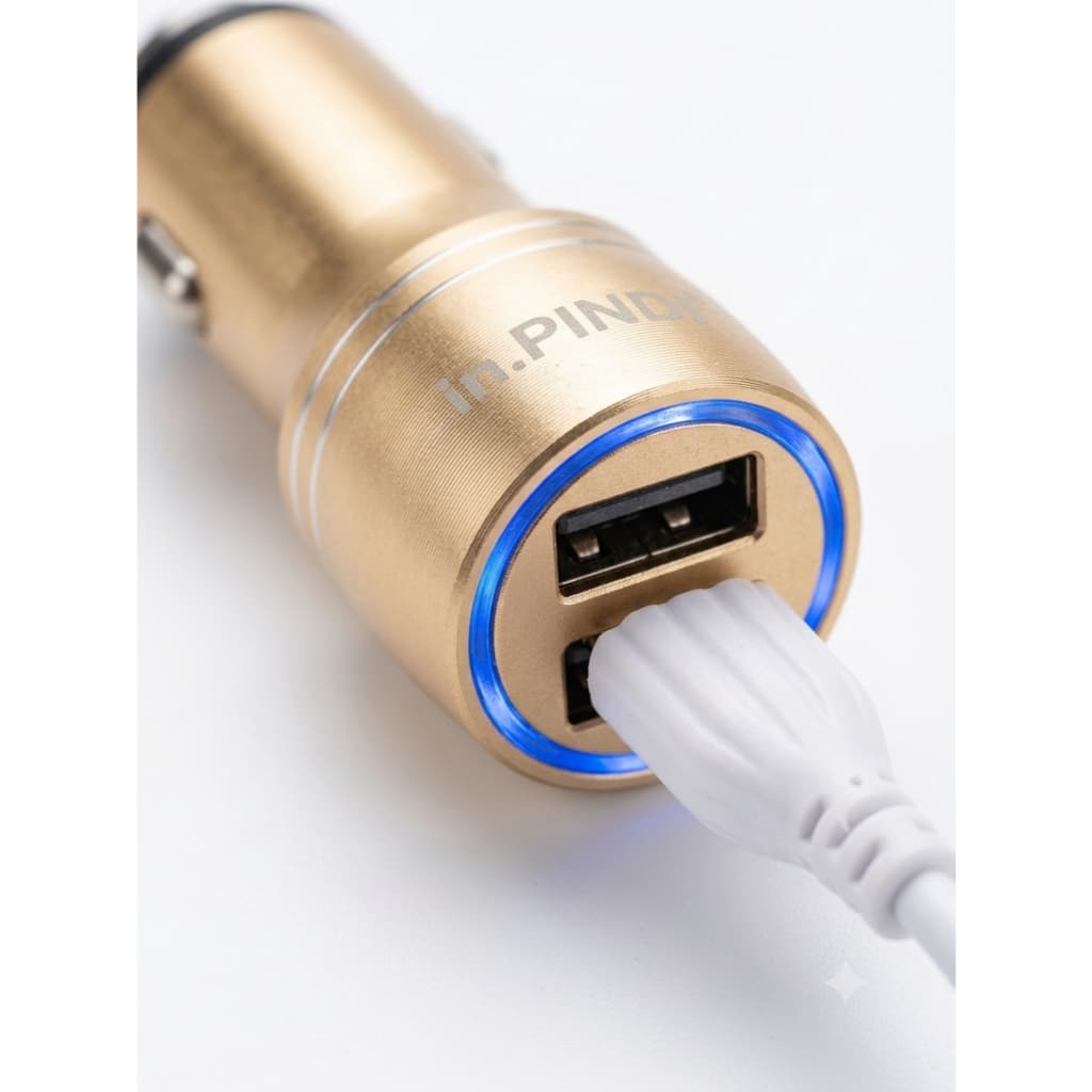 Carregador Veicular in.PINDI PD-51V - 3.6A / 2 Entradas USB + Cabo V8 (Micro USB)