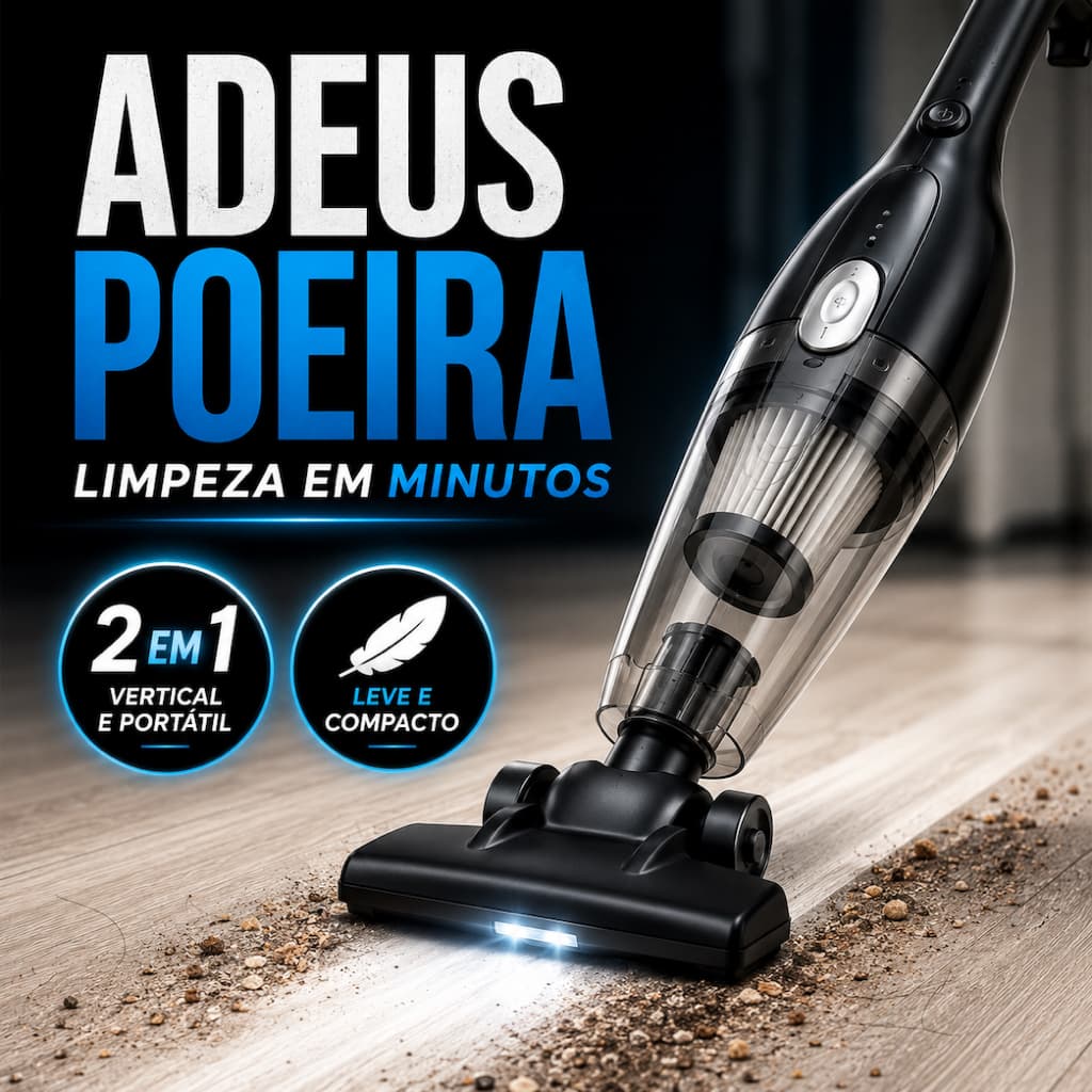 Aspirador de Pó Vertical 2 em 1 600W Portátil com Fio 110V Limpeza Diária