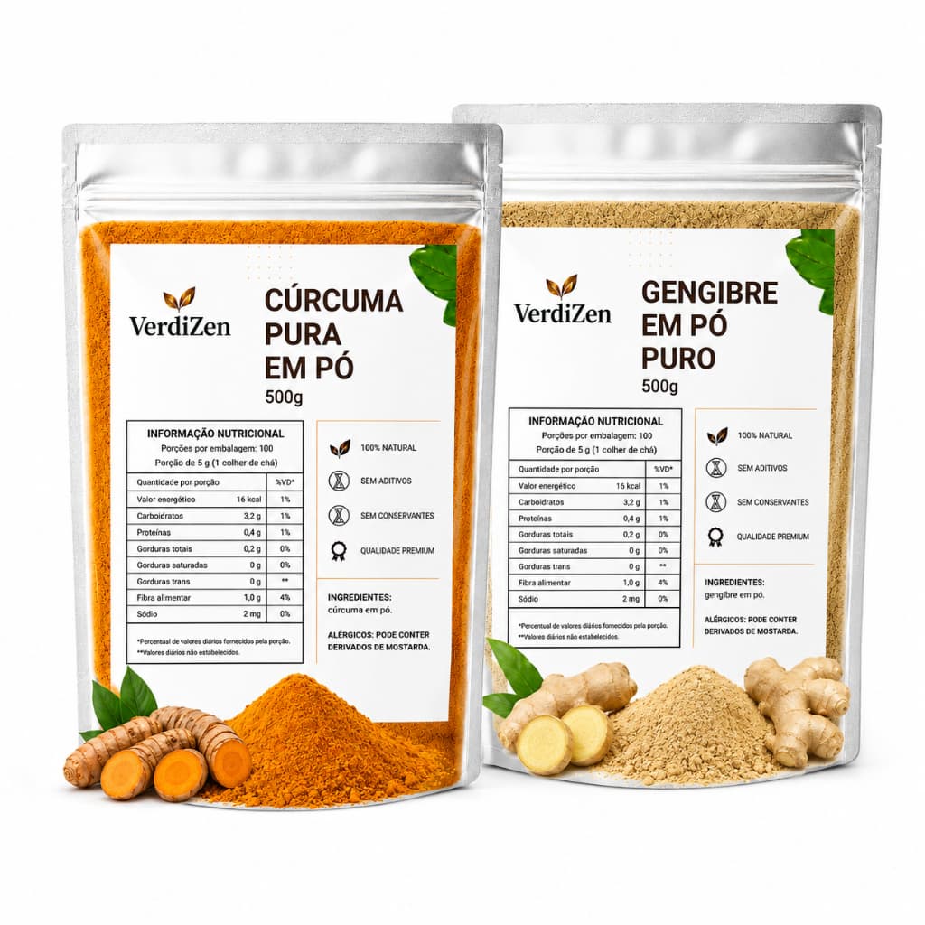 Kit Verdizen Cúrcuma E Gengibre Em Pó 500g Cada
