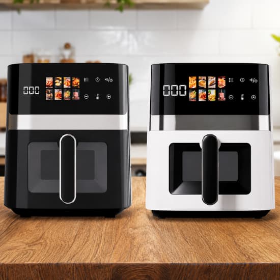 Air Fryer Digital 5,5L 220V Preta ou Branca  Fritadeira Elétrica  Painel Touch  e visor Grande Capacidade  8 Funções