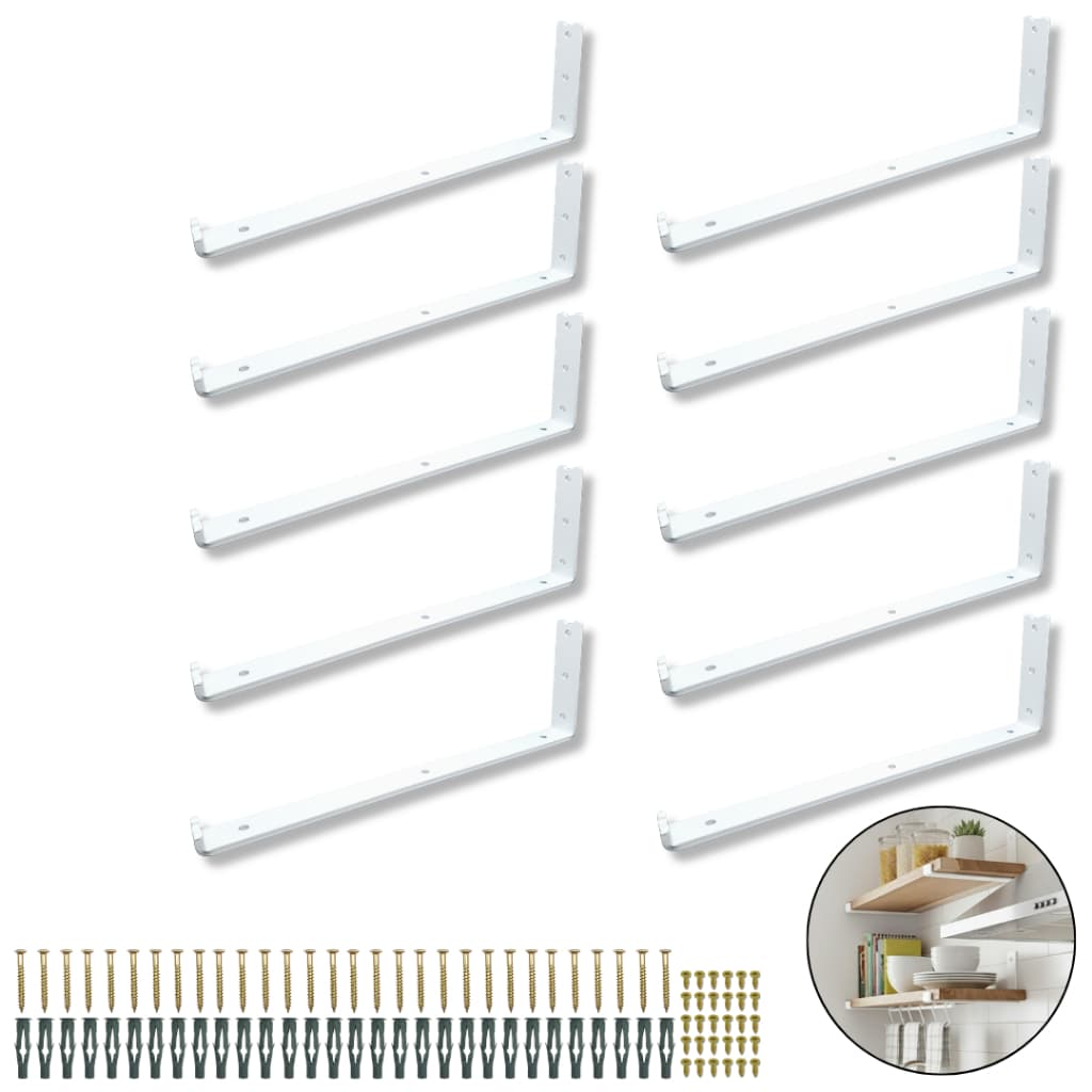 10 Suportes 35cm Formato L Mão Francesa Estilo Moderno Para Prateleira Fixação De Parede Aço