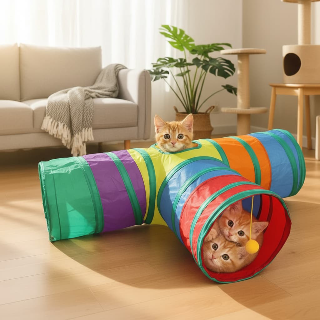 Túnel Colorido Bolinhas Anti Estresse Casinha Pets Gatos Brinquedo Habitat Animal casinha para ambiente interno