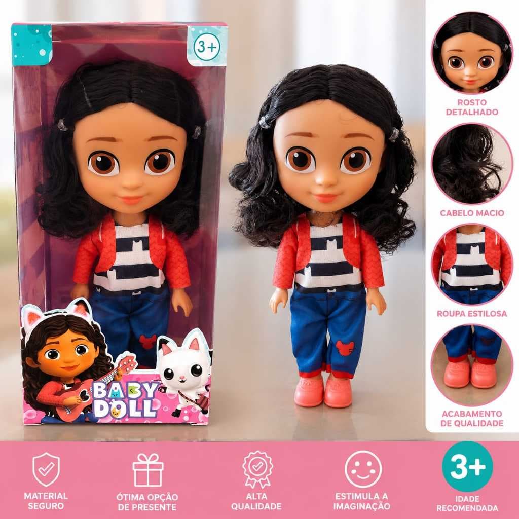 Boneca casa magica Gabbi Gabby 15 cm articulada