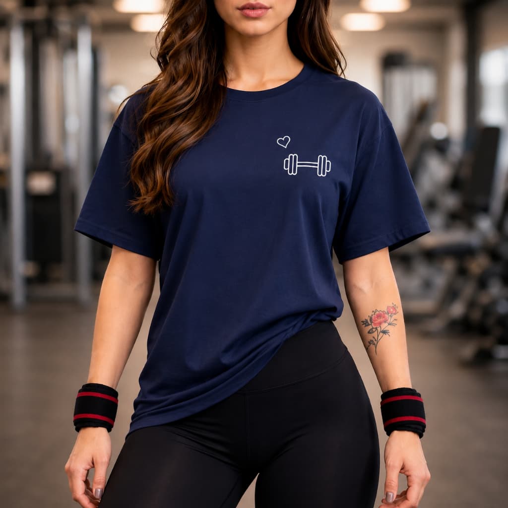 Camiseta Feminina de Academia 100% Algodão Marrom Estampa Halter Minimalista Fitness Streetwear Estilo Oversized Premium