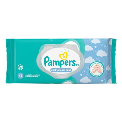 Lenços Umedecidos Pampers Cuidado de Bebê 48 Unidades