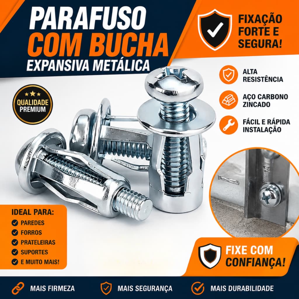 Rebite Grampo Parafuso de Expansão Metal Cabeça Sextavada Hexagonal Uso Geral Kits